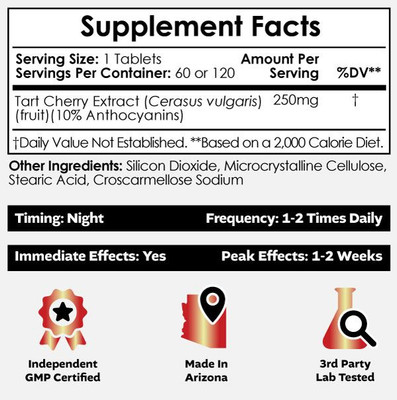 Tart Cherry Extract Tablets |  10% Anthocyanins