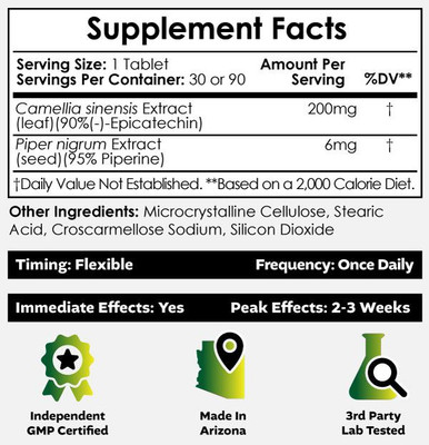 (-)- Epicatechin 90% + Piperine Tablets