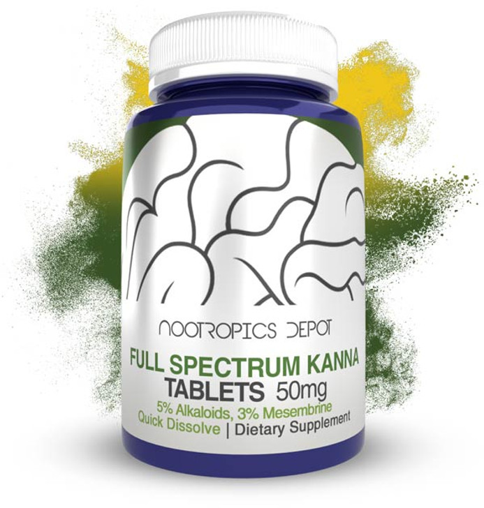 Full Spectrum Kanna Extract Quick Dissolve Tablets | 50mg | Sceletium Tortuosum | 5% Total Alkaloids, 3% Mesembrine | Mood, Energy, & Pain Support