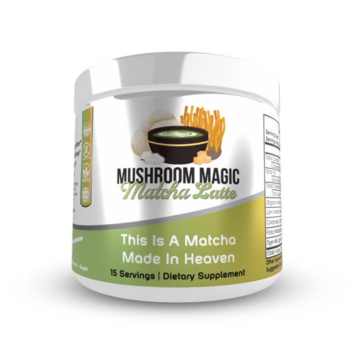 Mushroom Magic Matcha Latte Powder Blend | Functional Mushroom Drink | Energy, Cognition, and Immune Support