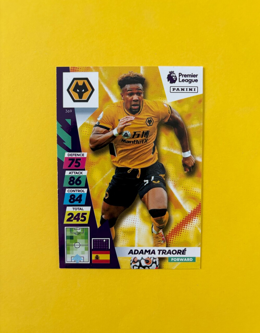 #369 Adama Traore (Wolves) Panini Adrenalyn XL Premier League PLUS 2022 ...