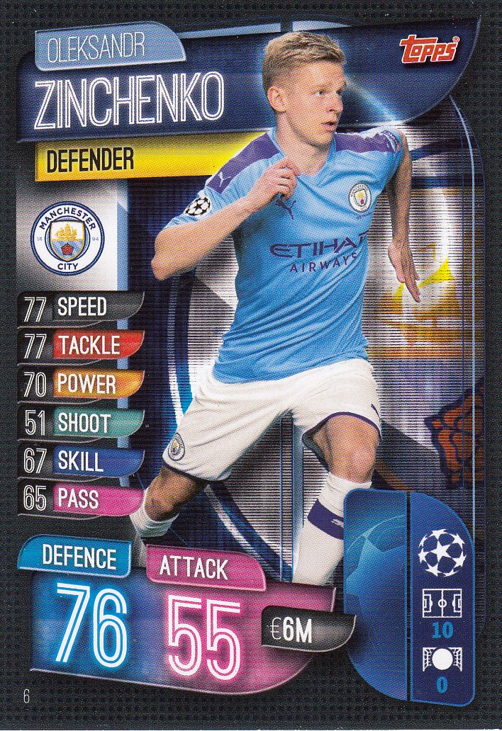006 Oleksandr Zinchenko (Manchester City) - Topps Match Attax 2019