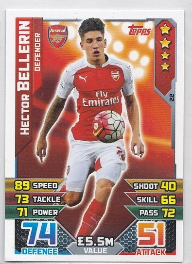 022 Hector Bellerin (Arsenal) Topps Match Attax 2015/16 (Premier