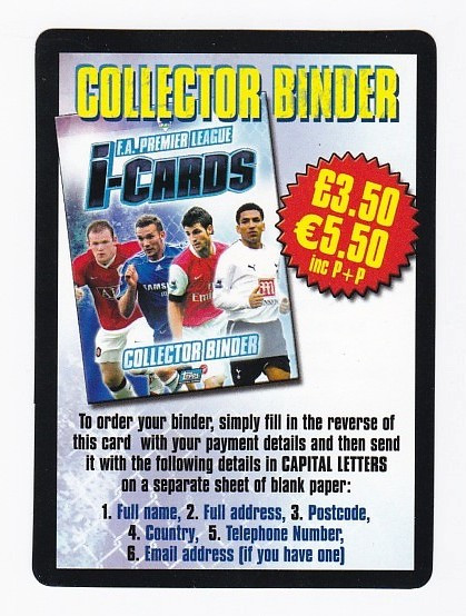 Binder Offer - Topps i-Cards Premier League 2006/07 - FootballCardsWorld.com