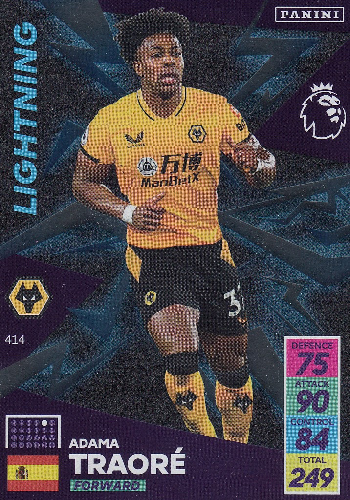 414 Adama Traoré (Wolverhampton Wanderers) Panini Adrenalyn XL