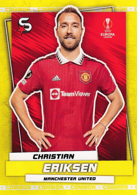 #168 Christian Eriksen (Manchester United) - YELLOW PARALLEL (COMMON) - Topps Superstars 2022/23