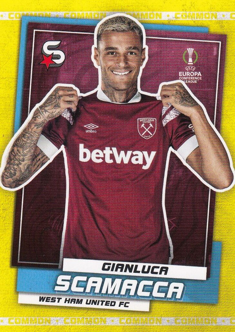 #187 Gianluca Scamacca (West Ham United) - YELLOW PARALLEL (COMMON) - Topps Superstars 2022/23