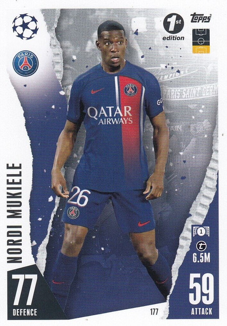 #177 Nordi Mukiele (Paris Saint-Germain) Match Attax Champions League 2023/24 1st EDITION