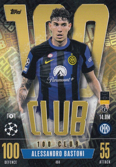 #484 Alessandro Bastoni (Inter Milan) - 100 CLUB - Topps Match Attax 2023/24