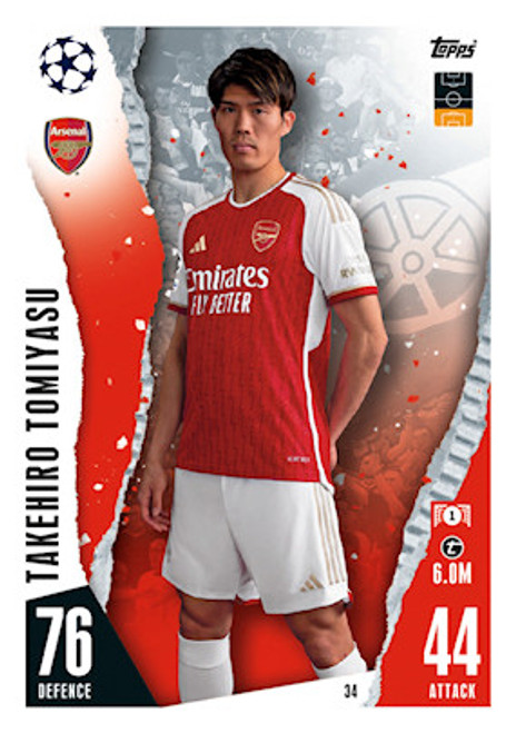 #34 Takehiro Tomiyasu (Arsenal) Match Attax Champions League 2023/24