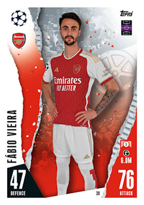 #038 Fabio Vieira (Arsenal) - Topps Match Attax 2023/24 #038 Fabio Vieira (Arsenal) - Topps Match Attax 2023/24