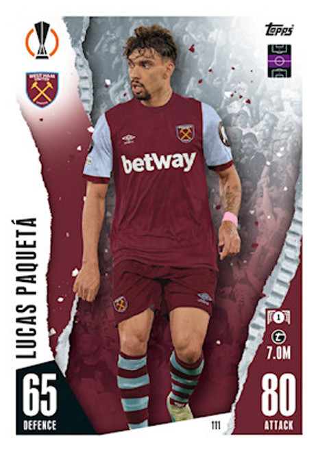 #111 Lucas Paqueta (West Ham United) Match Attax Champions League 2023/24