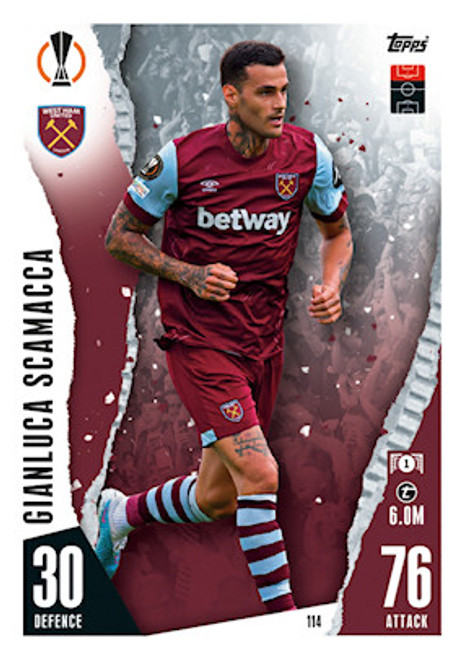 #114 Gianluca Scamacca (West Ham United) - Topps Match Attax 2023/24