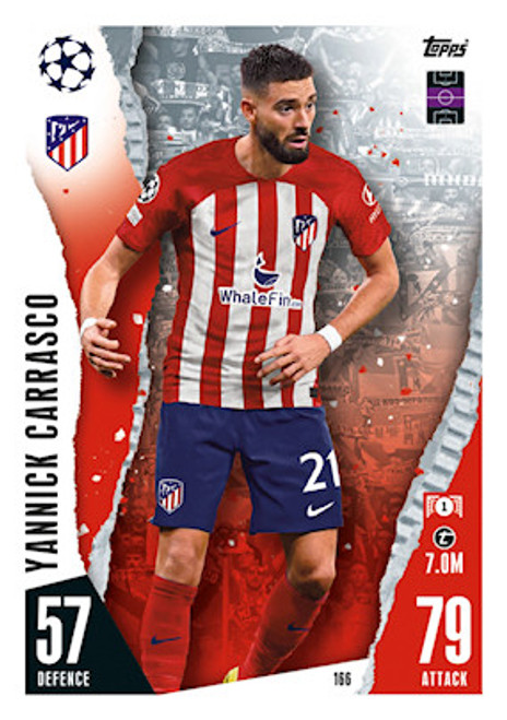 #166 Yannick Carrasco (Atlético de Madrid) Match Attax Champions League 2023/24