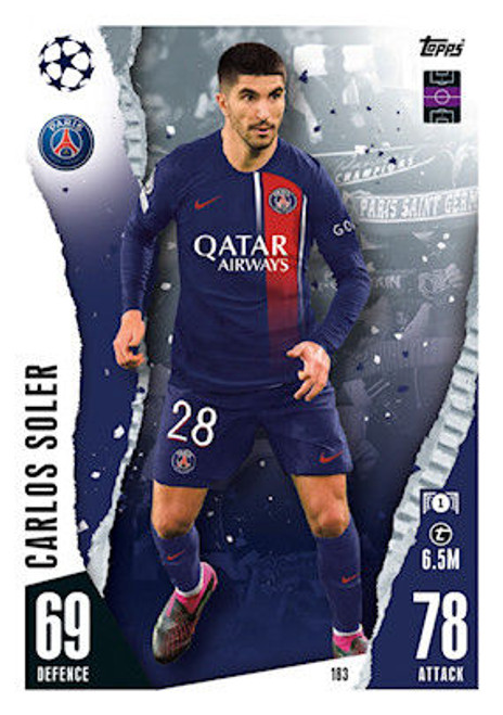 #183 Carlos Soler (Paris Saint-Germain) Match Attax Champions League 2023/24