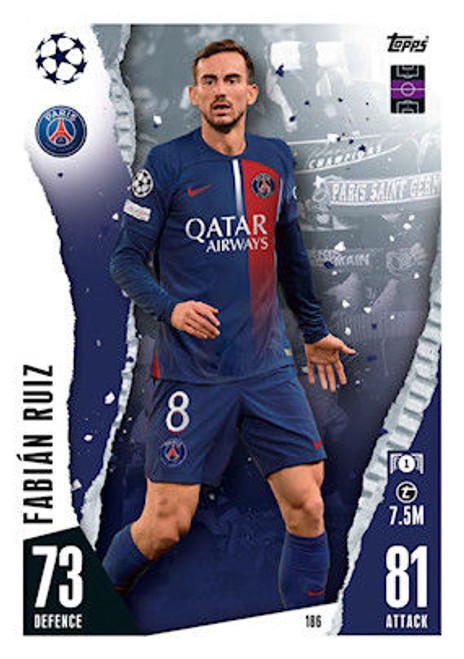 #186 Fabian Ruiz (PSG) - Topps Match Attax 2023/24