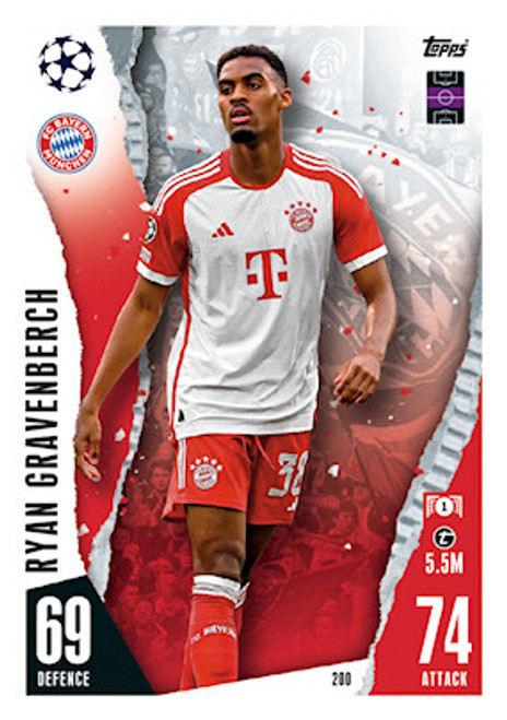 #200 Ryan Gravenberch (Bayern Munich) - Topps Match Attax 2023/24 #200 Ryan Gravenberch (Bayern Munich) - Topps Match Attax 2023/24