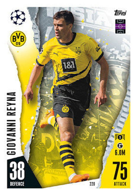 #220 Giovanni Reyna (Borussia Dortmund) - Topps Match Attax 2023/24