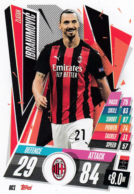 #UC1 Zlatan Ibrahimovic (AC Milan) Match Attax 2020/21 UPDATE CARD