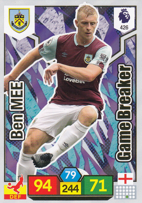 #426 Ben Mee (Burnley) Adrenalyn XL Premier League 2019/20 GAME BREAKER