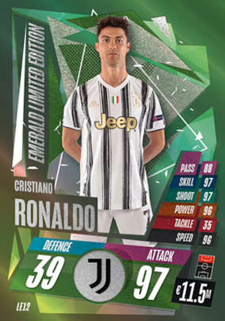 #LE12 Cristiano Ronaldo (Juventus) Match Attax Champions League 2020/21 EMERALD LIMITED EDITION