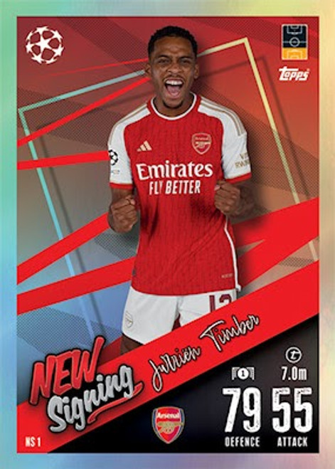 NS001 - Jurriën Timber (Arsenal) - NEW SIGNING (UPDATE CARD) - Topps Match Attax 2023/24 NS001 - Jurriën Timber (Arsenal) - NEW SIGNING (UPDATE CARD) - Topps Match Attax 2023/24