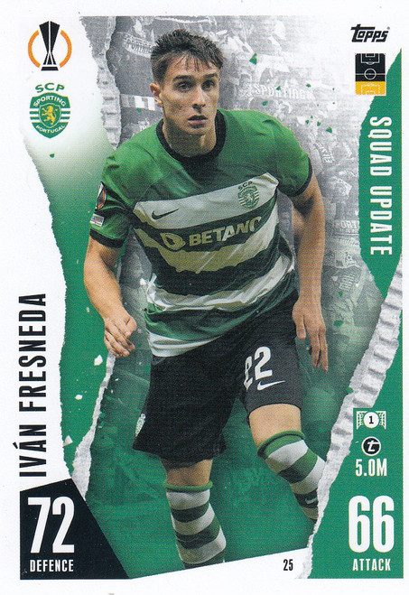 #025 Iván Fresneda (Sporting) - SQUAD UPDATE - Topps Match Attax Extra 2023/24