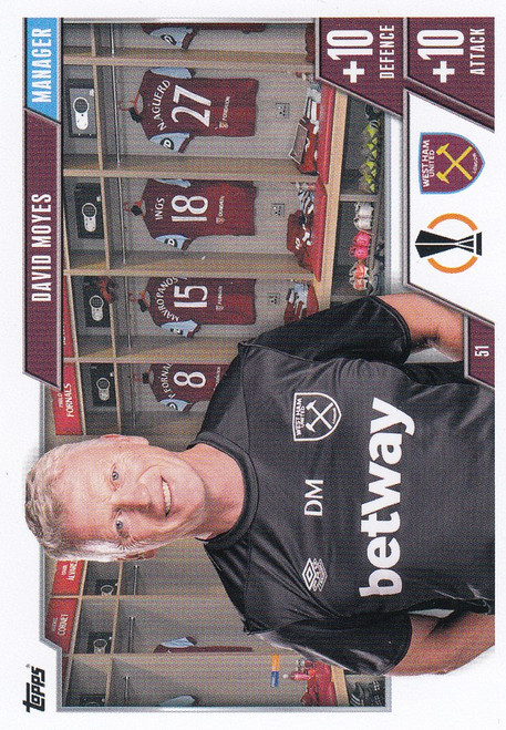 #51 David Moyes (West Ham United) Match Attax EXTRA Champions League 2023/24 MANAGER