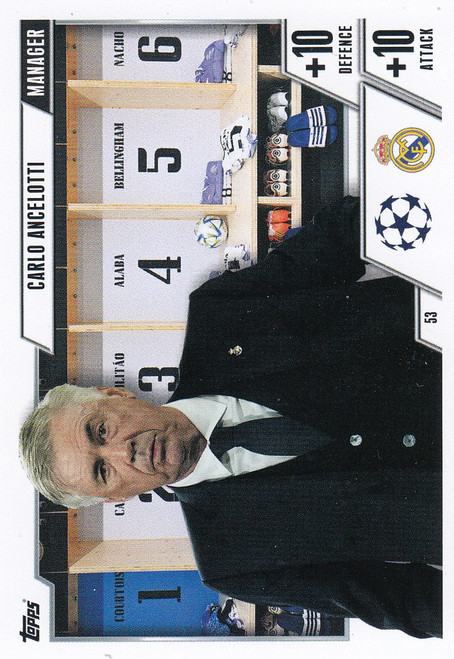 #53 Carlo Ancelotti (Real Madrid CF) Match Attax EXTRA Champions League 2023/24 MANAGER