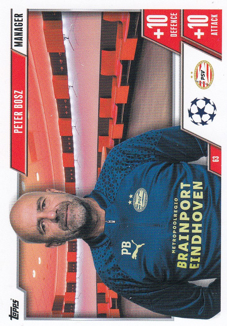 #63 Peter Bosz (PSV Eindhoven) Match Attax EXTRA Champions League 2023/24 MANAGER