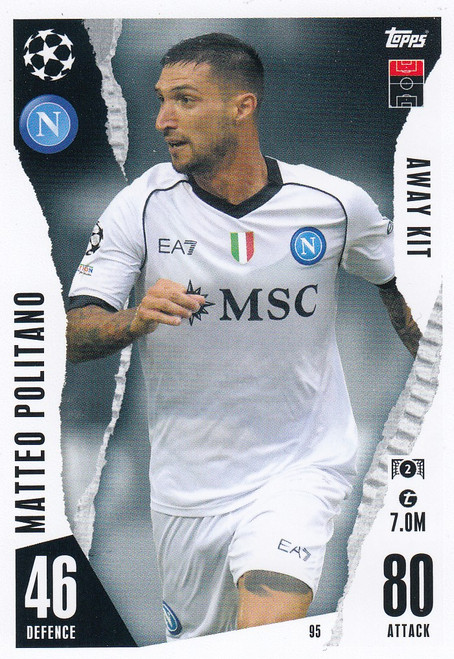 #95 Matteo Politano (SSC Napoli) Match Attax EXTRA Champions League 2023/24 AWAY KIT