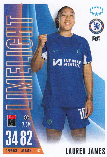 #157 Lauren James (Chelsea) - LIMELIGHT - Topps Match Attax Extra 2023/24