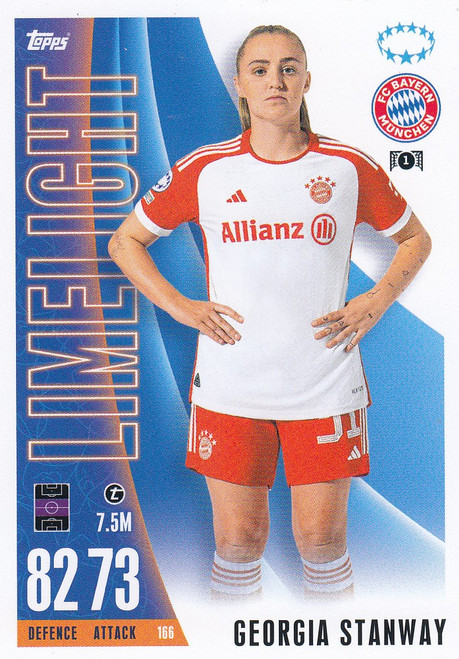 #166 Georgia Stanway (FC Bayern München) Match Attax EXTRA Champions League 2023/24 UWCL LIMELIGHT