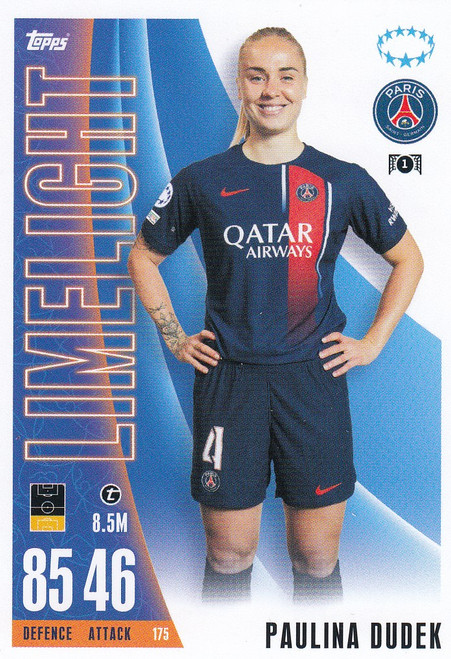#175 Paulina Dudek (Paris Saint-Germain) Match Attax EXTRA Champions League 2023/24 UWCL LIMELIGHT