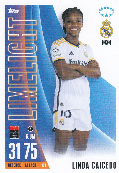 #180 Linda Caicedo (Real Madrid CF) Match Attax EXTRA Champions League 2023/24 UWCL LIMELIGHT