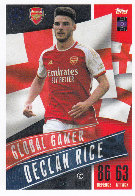 #199 Declan Rice (Arsenal) Match Attax EXTRA Champions League 2023/24 GLOBAL GAMER