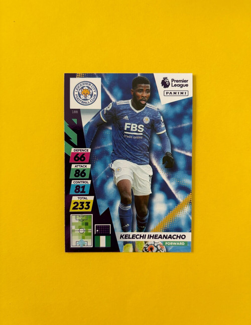 #188 Kelechi Iheanacho (Leicester City) Panini Adrenalyn XL Premier League PLUS 2022