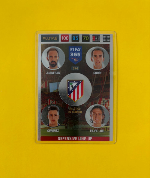 #394 Juanfran/Godin/Gimenez/Filipe Luis (Atletico Madrid) Panini Adrenalyn XL FIFA 365 2017 DEFENSIVE LINE-UP (MULTIPLE)