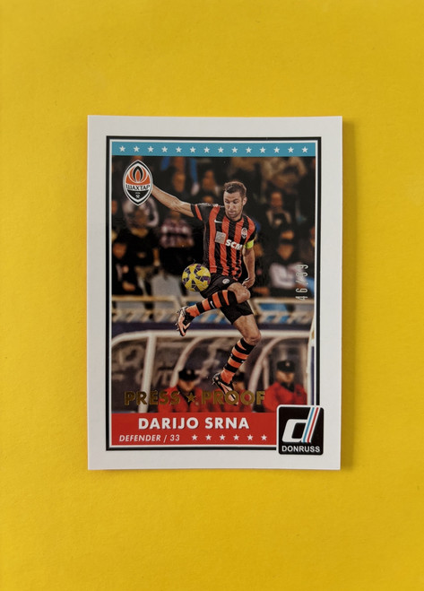 #021 Darijo Srna (Shakhtar Donetsk) Panini Donruss Soccer 2015 GOLD PRESS PROOF PARALLEL 46/99