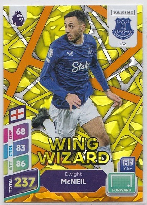 #152 Dwight McNeil (Everton) - ORANGE PARALLEL - Panini Adrenalyn XL Premier League PLUS 2025 WING WIZARD