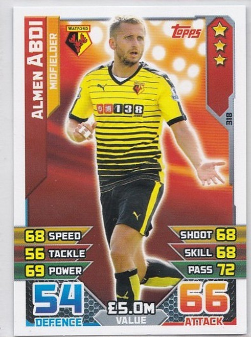 #318 Almen Abdi (Watford) - Topps Match Attax 2015/16 (Premier League)