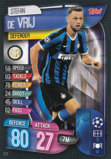 #220 Stefan De Vrij (FC Internazionale Milano) Match Attax Champions League 2019/20