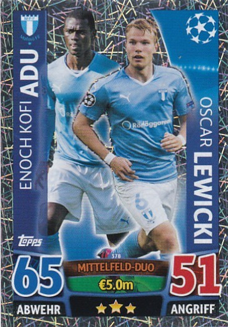 #378 Enoch Kofi Adu & Oscar Lewicki (Malmo) - DUO - Topps Match Attax Champions League 2015/16 (German Edition)