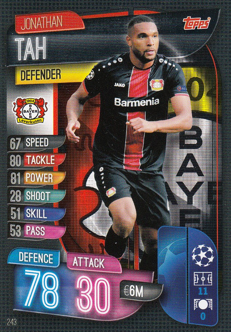 #243 Jonathan Tah (Bayer 04 Leverkusen) Match Attax Champions League 2019/20