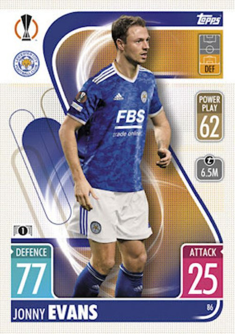 #086 Jonny Evans (Leicester City) - Topps Match Attax 2021/22