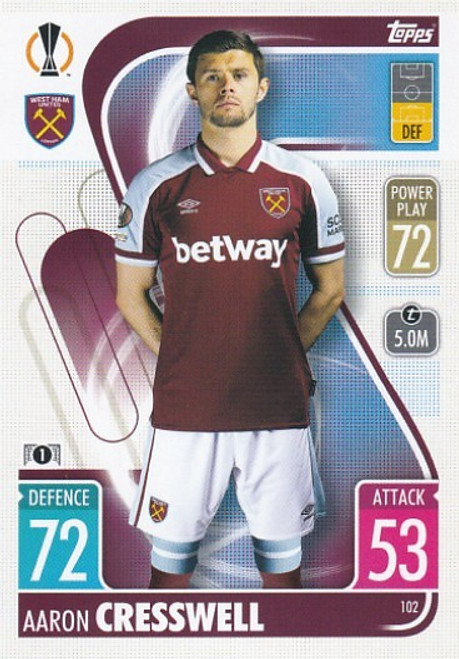 #102 Aaron Cresswell (West Ham United) - Topps Match Attax 2021/22