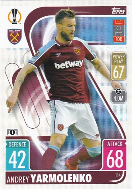 #114 Andrey Yarmolenko (West Ham United) - Topps Match Attax 2021/22