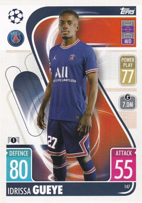 #147 Idrissa Gueye (PSG) - Topps Match Attax 2021/22