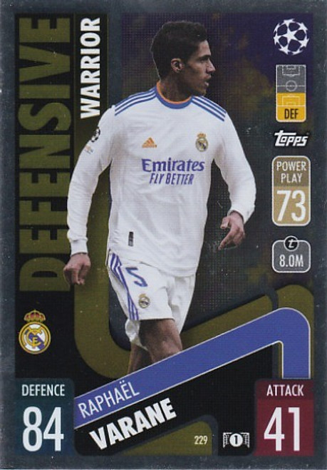 #229 Raphael Varane (Real Madrid) - Topps Match Attax 2021/22