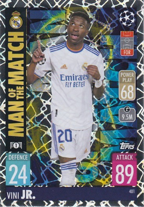 #401 Vini Jr. (Real Madrid) - MAN OF THE MATCH - Topps Match Attax 2021/22